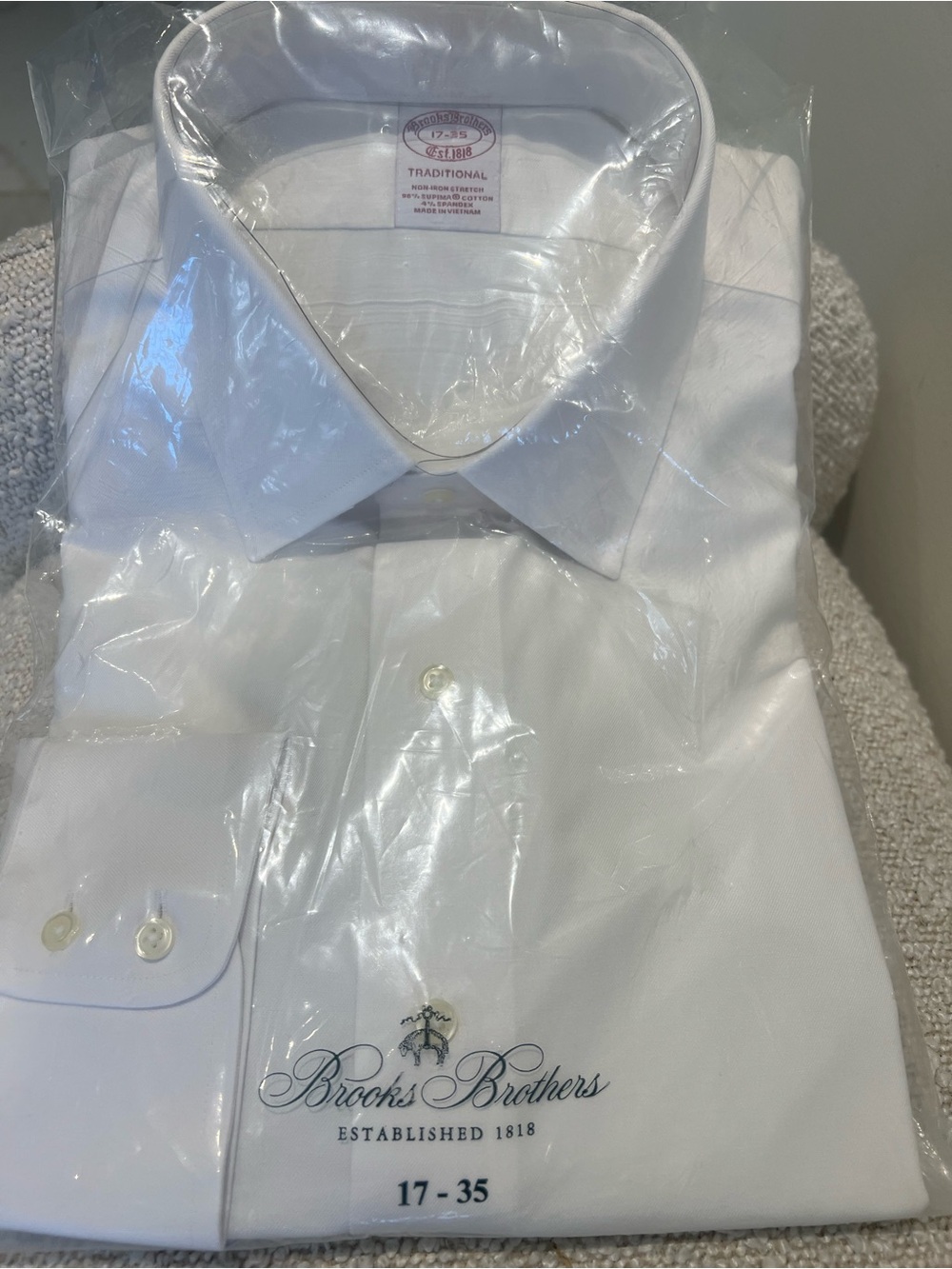 Brooks Brothers White Traditional Collar Dress Shirt - Men's
